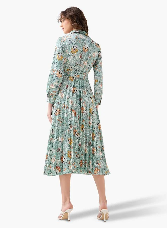 Splash FAV  Midi Satin Wrap Dress with Floral Print for Women | Best Price UAE